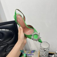 Pre-order amina muanddi sunflower-detailed velvet heel pump sandal slingback party wedding shoes 35- - 图片 9