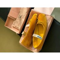 Miumiu velcro Mary Jane boat shoes routine flat ballet pump daily walk office shoes with bow-details - 图片 2