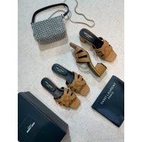YSL chunky-heel half drag shoes heel summer sandal pump healthy indoor slipper size35-42 4cm heel - 图片 8