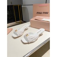 COD lambskin 缪缪 Miu kitten heel slide mules summer heel sandal slipper size35-41 5.5cm height - 图片 6