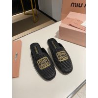 Miumiu flat slide mules casual half drag shoes elegant summer sandal slipper size35-41 - 图片 6