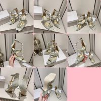Jimmy choo pearl-embellished heel pump sandal casual caged heel slip-on size35-42 8.5cm - 图片 9