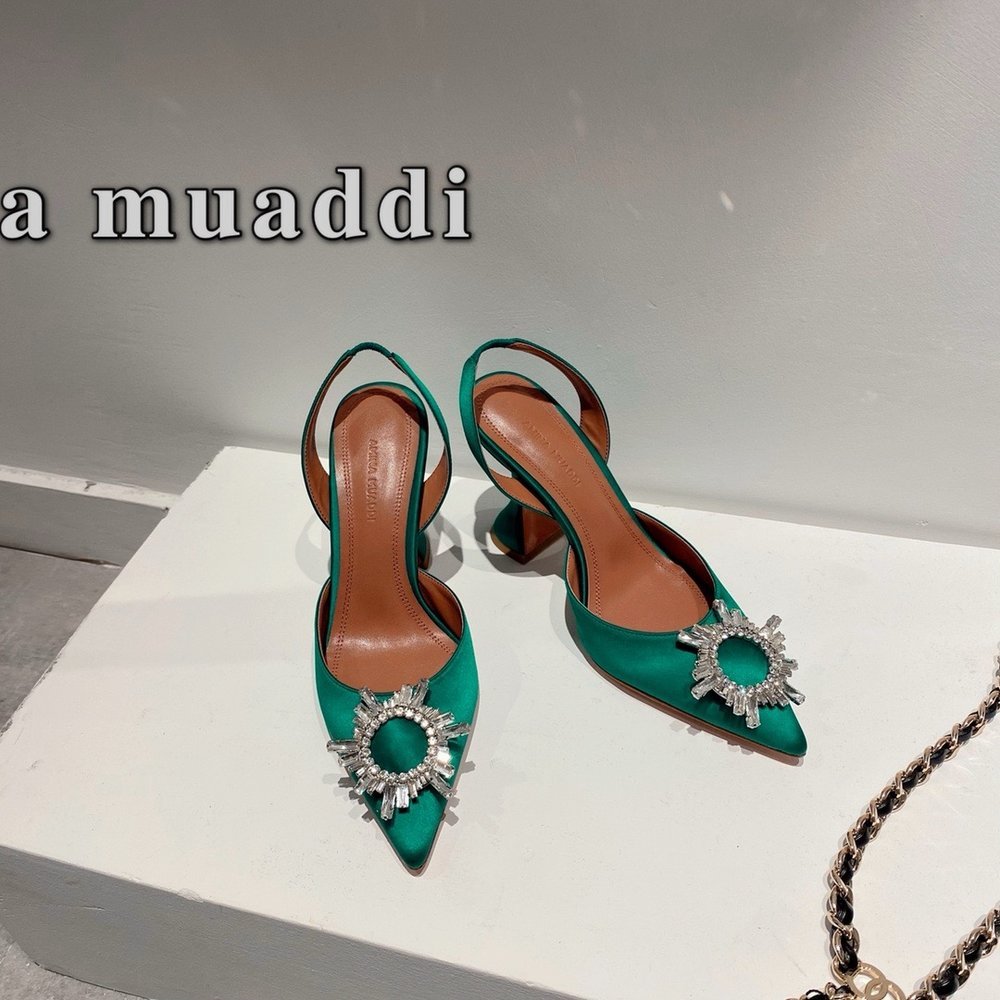 ph-11134201-820li-mqspoef74f0ia8.jpg Amina Muaddi satin heel sandal pump pointed heel dancer shoes with crystal-sunflower size35-42 10cm - 图片 1