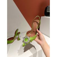Amina Muaddi satin heel sandal pump crystal-sunflower dinner party footwear size35-42 10cm - 图片 4