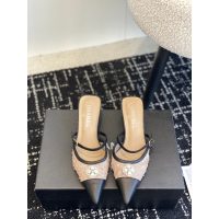 Chanel kitten heel slide mules half drag shoes casual heel sandal slipper size35-40 - 图片 4