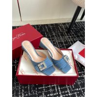 Roger RV crystal-buckle heel sandal mules outdoor slide slipper size35-42 - 图片 9