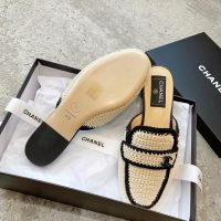 Chanel crocheted flat mules sandal inddor slipper in black ivory size 35-40