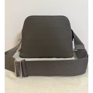 Hermes Bolide Messenger Bag in Etain Togo calfskin SHW full handmade boutique package
