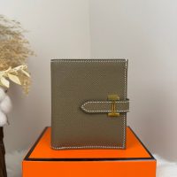 epsom Hermes beam trifold small wallet card holder with silver H clasp