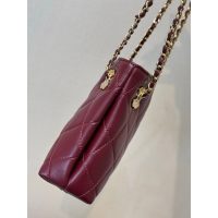 chanel burgundy mini shopping tote in diamond-quilted lambskin