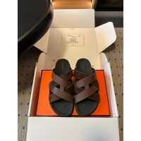 Hermes men's Extra Slide Sandals Cross-Strap Leather Mules size 39-46