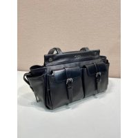 Prada Route Medium shoulder Tote bag in cacao calfskin