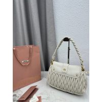 lambskin Miu miu matelasse shoulder flap saddle bag/underarm baguette with braided handle - 图片 5