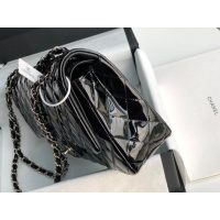 Chanel Medium shoulder double Flap Bag in black Patent Leather