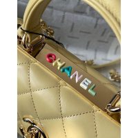 lambskin Chanel Trendy CC Top-Handle Flap Bag-thick pink