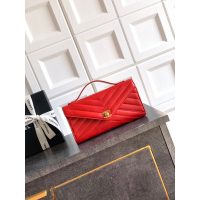 lambskin Chanel chevron envelope clutch/woc with chain