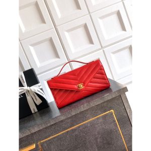 lambskin Chanel chevron envelope clutch/woc with chain