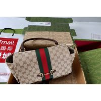 dual size Gucci canvas shoulder crossbody flap messenger vintage satchel - 图片 9