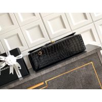 vintage Chanel Shoulder Flap Bag in black Croco-Effect Calfskin