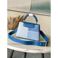Louis Vuitton LV Capucines BB Denim Calfskin Handbag for Women