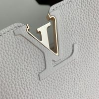 beige Louis Vuitton Capucines GM Grainy Calfskin Tote Bag Women